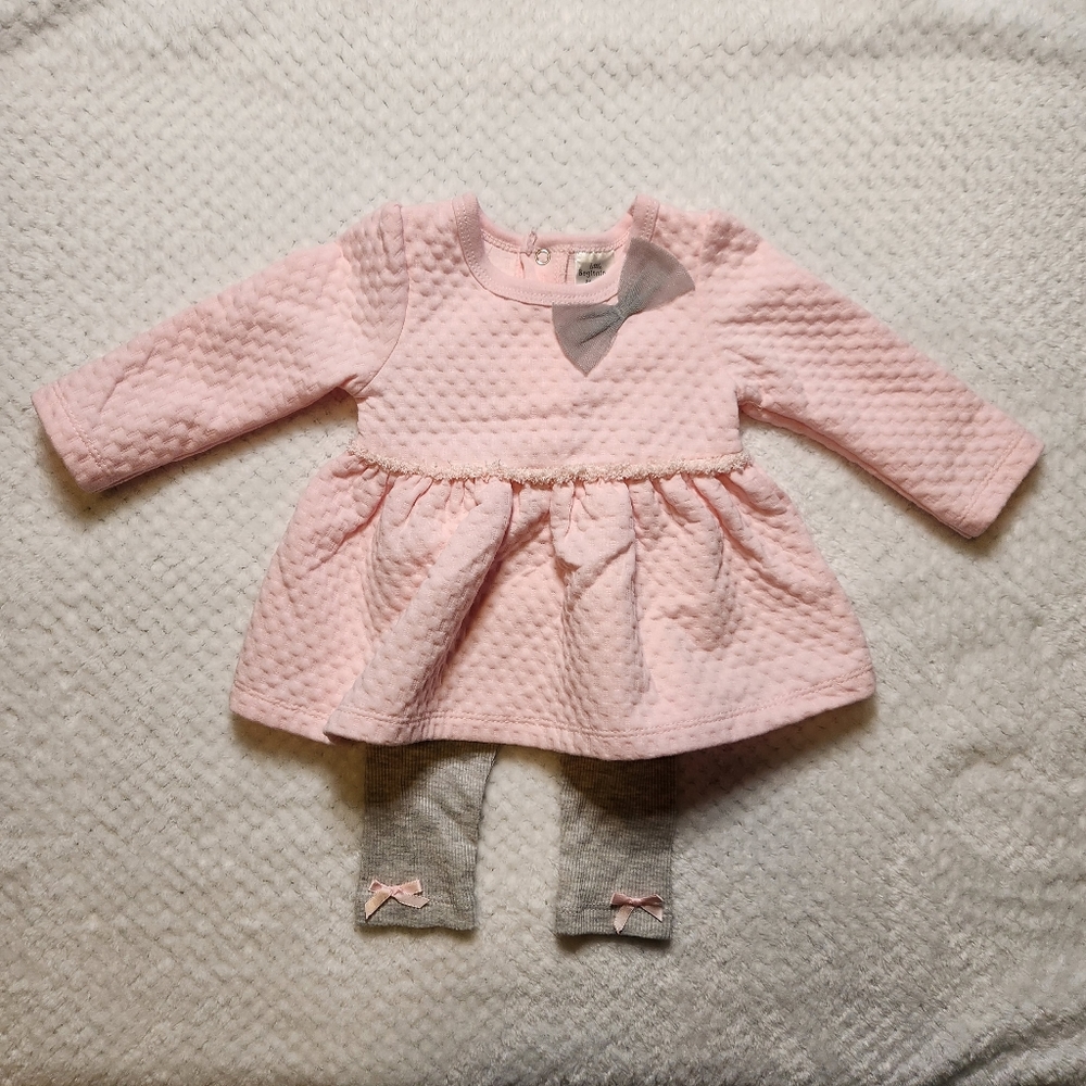 Little Beginnings pink quilted dress and grey leggings